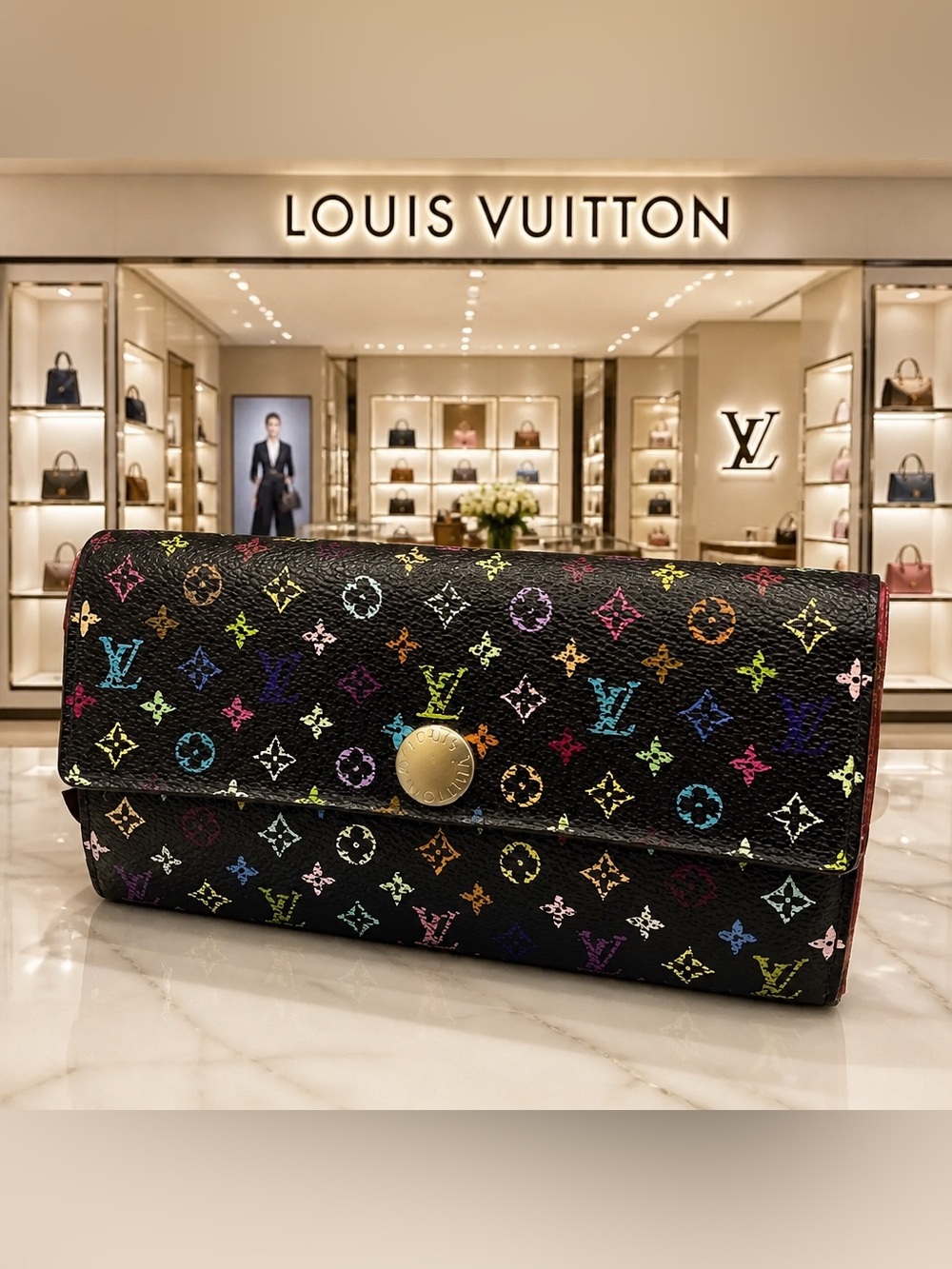 Louis Vuitton x Takashi Murakami Monogram Multicolore Sarah wallet